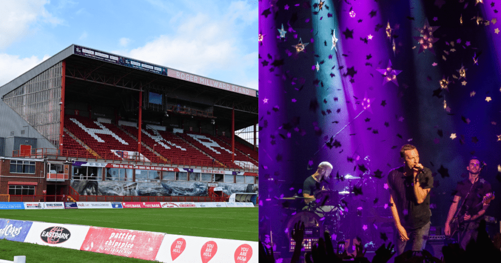 Craven Park Stadium in Hull during coldplay concerts